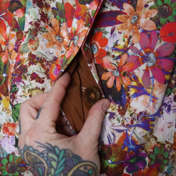 ETCETERA Floral Print Belted Trench Coat Cotton Blend Colorful Summer Women's 6 - Picture 5 of 12